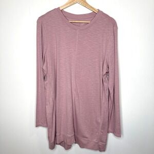 J Jill Top Women's L Pink Pima Elliptical Tunic Tee Long Sleeve Balletcore Quiet